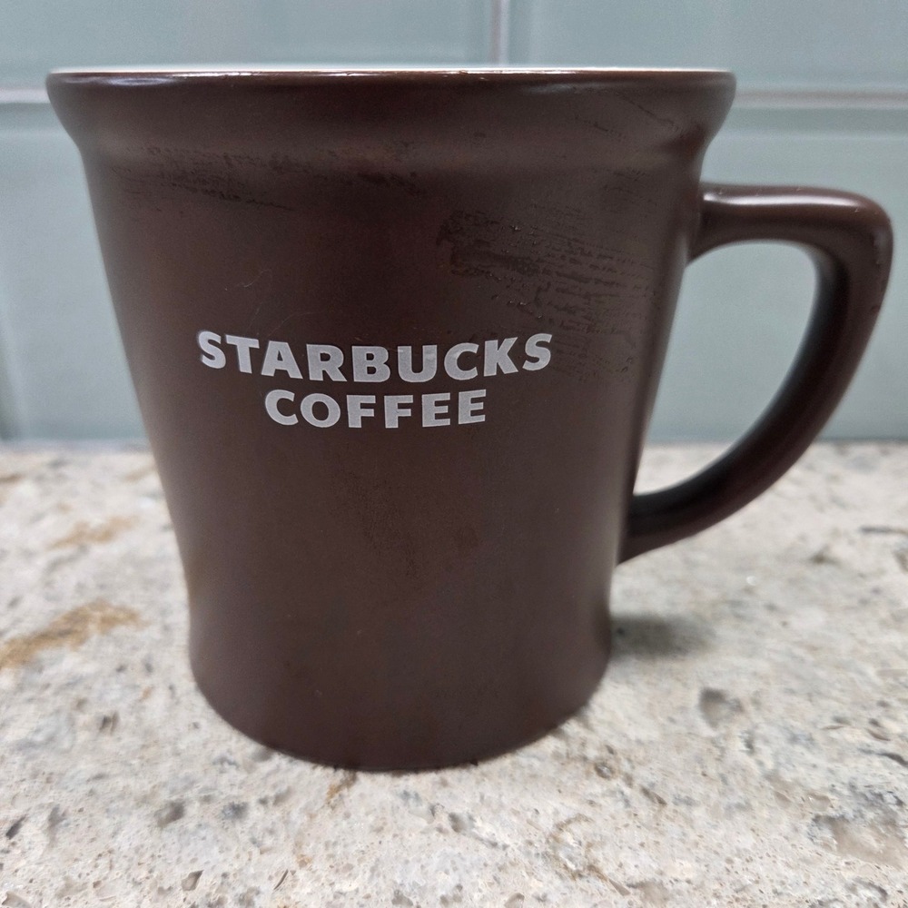 Starbucks Coffee Mug Brown White Interior Ceramic 16 fl‎ oz